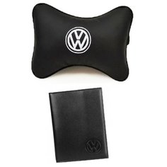 67810 Подарочный набор с автологотипом VOLKSWAGEN, подушка на подголовник с вышивкой и бумажник водителя с логотипом Auto Premium