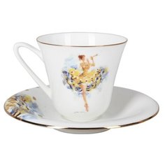 Чашка с блюдцем чайная. Императорский фарфоровый завод. Форма Сад. Рисунок Фея беззаботности. 200 мл.