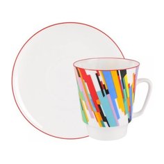 Чашка с блюдцем кофейная. ИФЗ Форма Майская. Рисунок Движение 2. 165 мл. Императорский фарфоровый завод