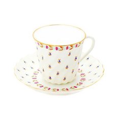 Чашка с блюдцем кофейная. Императорский фарфоровый завод. Форма Витая. Рисунок Голубые ягодки. 155 мл.