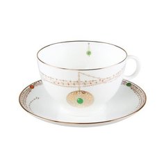 Чашка с блюдцем чайная. Императорский фарфоровый завод. Форма Яблочко. Рисунок Золотой медальон. 160 мл.