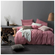Комплект постельного белья СИТРЕЙД однотонное Pinkrose, Евро, наволочки 4 шт