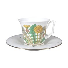 Чашка с блюдцем чайная. Императорский фарфоровый завод. Форма Юлия. Рисунок Солнечный букет. 210 мл.