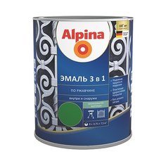 ALPINA Эмаль алкидно-уретановая по ржавчине 3 в 1, RAL 5005 синий (2,5л)