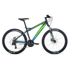 Велосипед 26" Forward Flash 26 2.2 S disc Серый матовый/Ярко-зеленый 20-21 г, 19/RBKW1M16GS43