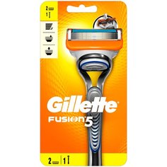 Бритвенный станок Gillette Fusion5 ,серебристый, сменные кассеты 2 шт.