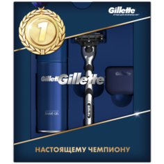Набор Gillette подарочный: бритвенный станок Mach3, гель для бритья Fusion Ultra Sensitive 75 мл , дорожный чехол для бритвы
