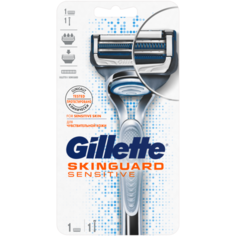 Бритвенный станок Gillette Skinguard Sensitive ,серебристый, сменные кассеты 1 шт.