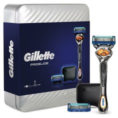 Набор Gillette подарочный в металлической коробке: чехол, бритвенный станок ProGlide Flexball, сменные кассеты 2 шт.