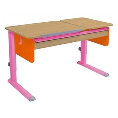 Стол детский Астек-Элара Твин-2 с ящиком 115x58 см бук/оранжевый/розовый