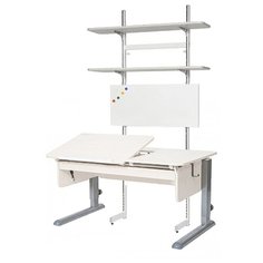 Стол детский Астек-Элара Лидер с ящиком и стеллажом 120x72 см рамух/рамух/серый