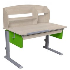 Стол детский Астек-Элара Лидер с ящиком и надстройкой 120x72 см береза/зеленый/серый