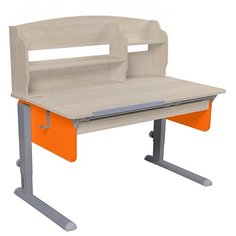 Стол детский Астек-Элара Лидер с ящиком и надстройкой 120x72 см береза/оранжевый/серый