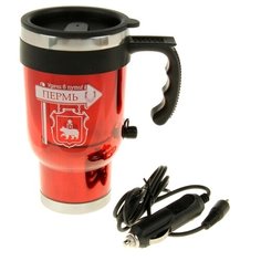 Термокружка Сима-ленд Пермь, 0.45 л красный/серебристый