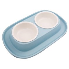 Миска Lilli Pet двойная на подставке 31*20*3,5см, голубая