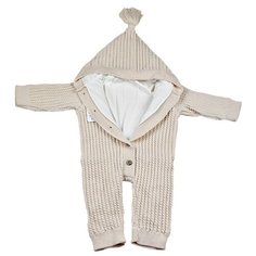 Комбинезон для новорожденных АЙШАХ-KIDS с капюшоном , подкладкой Х/Б, бежевый, размер 62 (24)