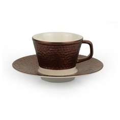 Кофейная пара, Чашка с блюдцем Porland LEGACY COPPER POR0916, 80 МЛ, 12 СМ