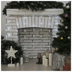 Гирлянда Luazon Lighting "Занавес" с насадками "Капли", УМС вилка, Ш:2, 5 м, В:0, 8 м, LED-50-220V, 8 режимов, нить прозрачная, свечение белое (3612411)