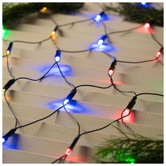 Гирлянда Luazon Lighting "Сеть" на елку с кольцом, диаметр 1, 5 м, LED-204-220V, 8 режимов, нить темная, свечение мульти (1585760)