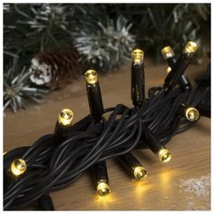 Гирлянда уличная Luazon Lighting Нить УМС, 10 м, 3W LED(IP65-M)-100-220V, нить темная, свечение теплое белое (3584104)