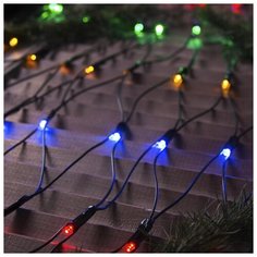 Гирлянда уличная Luazon Lighting "Сеть" УМС 2*1, 5 м, 3W LED-192-220V, нить темная, свечение мульти (3556880)