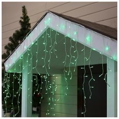 Гирлянда уличная Luazon Lighting "Бахрома" УМС, 3*0,9 м, 3W LED-232-220V, нить прозрачная, свечение зеленое (3584168)