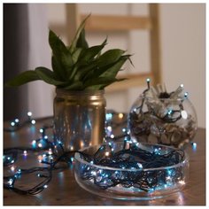 Гирлянда Luazon Lighting Нить, 7 м, 180 ламп, 220V, 8 режимов, нить темная, свечение синее (671009)