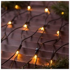 Гирлянда уличная Luazon Lighting "Сеть" УМС 2*1, 5 м, 3W LED-192-220V, нить темная, свечение теплое белое (3556882)