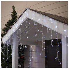 Гирлянда уличная Luazon Lighting "Бахрома" 4*0,6 м, LED-180-220V, 8 режимов, нить белая, свечение белое (2361677)