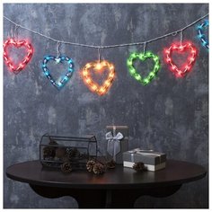 Гирлянда Luazon Lighting Бахрома, 2,3*0,25 м, "Сердечки", 120 ламп, свечение мультиколор, 8 режимов, 220 V (BH.IN.DECOR-101.3.01-2)