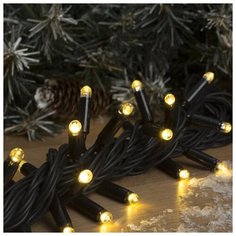 Гирлянда уличная Luazon Lighting Нить УМС, 10 м, 3W LED(IP65-O)-100-220V, нить темная, свечение теплое белое (3584118)