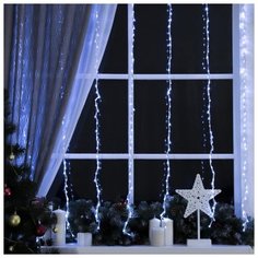 Гирлянда Luazon Lighting "Водопад", 2*1,5 м, LED-400-220V, 32 режима, нить прозрачная, свечение белое (3584290)
