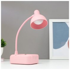Лампа настольная Risalux 18*LED, 2 Вт, 3 режима, от батареек 3АА, розовый, 12*9,5*32 см