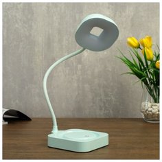 Лампа настольная Risalux сенсорная, 12*LED, 3 Вт, 3 режима, диммер, USB, AKB, лазурный, 11*12,8*35 см
