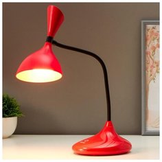 Лампа настольная Risalux сенсорная, LED, 3 Вт, USB, АКБ, 3000-6000 К, красно-черный, 11*17,5*39 см