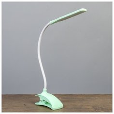 Лампа настольная Risalux на прищепке, "Змейка", 1 Вт, 14*LED, USB, зеленая, 9*3,5*42 см