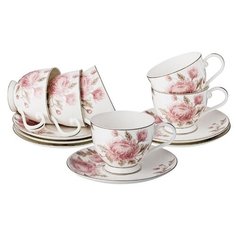 Чайный сервиз Lefard Астра 264-999, 6 персон, 12 предм., белый/розовый