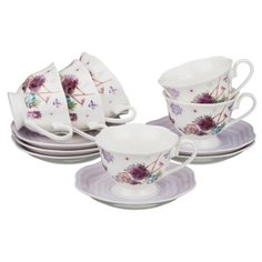 Чайный сервиз Lefard Лавандовая весна 87-096, 6 персон, 12 предм., белый/сиреневый