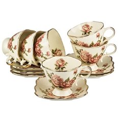 Чайный сервиз Lefard Корейская роза 215-097, 6 персон, 12 предм., белый