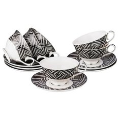 Чайный сервиз Lefard 760-660, 6 персон, 12 предм., белый/черный