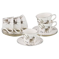 Чайный сервиз Lefard 264-929, 6 персон, 12 предм., бежевый/серый