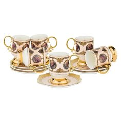 Чайный сервиз Lefard 86-2214, 6 персон, 12 предм., бежевый/золотистый