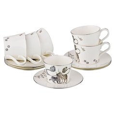 Чайный сервиз Lefard 264-932, 6 персон, 12 предм., бежевый/серый