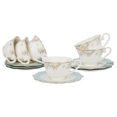 Чайный сервиз Lefard 115-297, 6 персон, 12 предм., белый/голубой