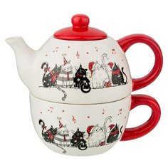 Чайный сервиз Lefard Party cats 230-334, 1 персона, 2 предм., белый/красный
