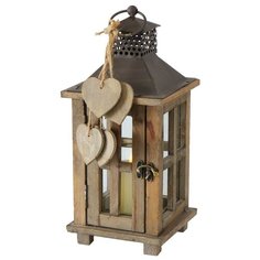 Винтажный фонарь КЕРЦЕН, дерево, стекло, 34 см Boltze