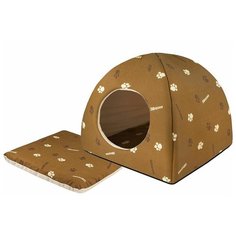 Домик для собак и кошек Дарэлл Юрта 48х48х47 см коричневый/бежевый