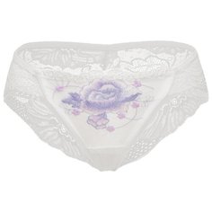 Le Cabaret Трусы слипы низкой посадки с вышивкой и кружевами Арелия, размер 40-46, белый/лавандовый