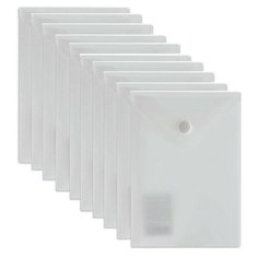 BRAUBERG Папка-конверт с кнопкой вертикальная А6, пластик, 10 шт прозрачный матовый