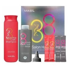 Набор для восстановления волос с кератином и коллагеном MASIL 38 SALON HAIR SET Шампунь, Маска для волос Объем:шампунь - 300 мл + саше 8 мл х 2; маска - 200 мл + саше 8 мл х 2;